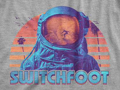Surfing in Space astronaut band birds merch palm surfing switchfoot t shirt texture trees typography