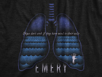 Ships Don't Sink... band design emery illustration lines lungs merch music printing seattle texture waves