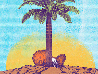 Looking For Summer band merch concept gig poster guitar illustration lifehouse palm tree poster screen printing summer switchfoot water