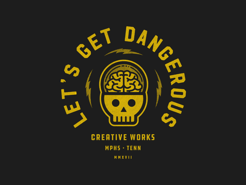 Let's Get Dangerous texture halftones bolt lightning tennessee creative works typography skull memphis charity