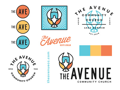 The Avenue Church #5 badge branding color exploration layout memphis signs t shirt typography