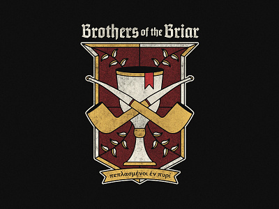 Brother of the Briar art badge blackletter chalice crest greek icon leaves logo pipe podcast stained glass