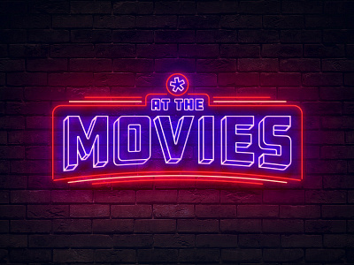 At The Movies Logo badge logo movies neon radiant church sign type typography vintage