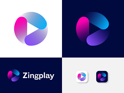 Zingplay Logo Design Exploration abstract logo app logo arrow brand identity branding logo icon logo mark modern logo play arrow play logo stream logo symbol