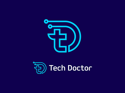 (T+D) Letter Mark | Tech Doctor Logo Design alphabet brand identity branding design creative logo letter logo logo branding logo design logotype modern logo td letter mark td logo mark tech design tech doctor tech logo technology typography