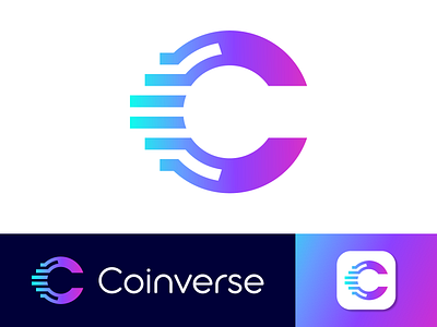 Coinverse Logo Concept abstract logo app logo brand identity branding logo c logo mark coin logo creative logo digital coin digital coin logo concept e currency logo gradient logo icon letter c logo logo design minimalist logo modern logo trademark logo typography