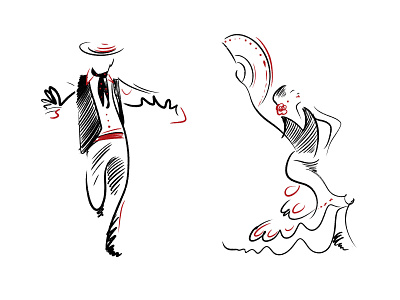 Flamenco art direction concept art dancers dancing flamenco illustration procreate