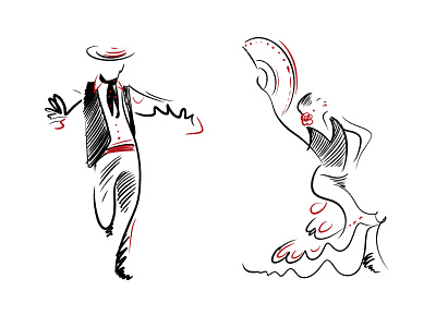 Flamenco art direction concept art dancers dancing flamenco illustration procreate