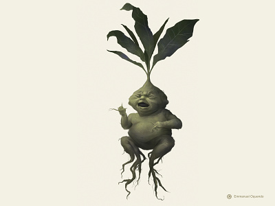 Baby Mandrake creaturedesign drawing harrypotter illustration nature painting plants wizarding world