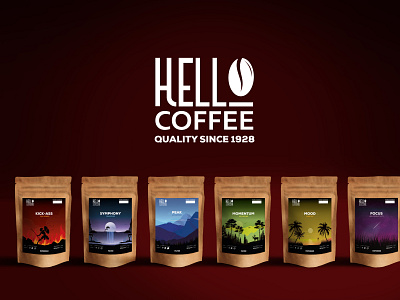 Hello Coffe Packaging bags coffee coffeeshop graphic design label packaging packaging design