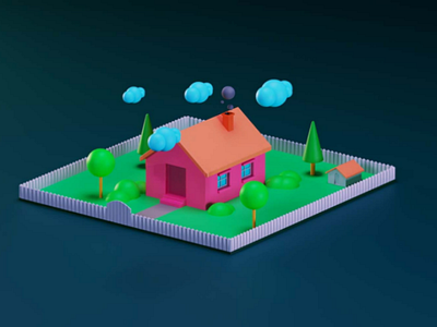 Lowpoly uidesign house webdesign