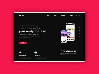 Travel app Landing page uxui travel webdesign