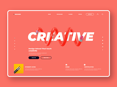 Design school landing page creative uxui webdesign