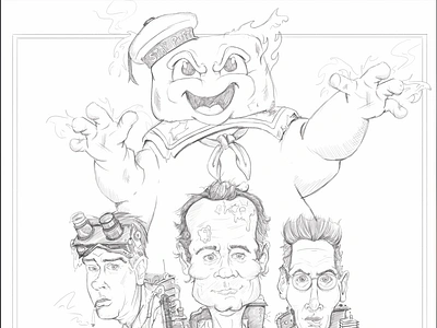 Ghostbusters Sketch caricature illustration