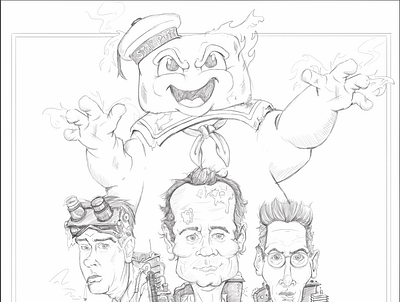 Ghostbusters Sketch caricature illustration