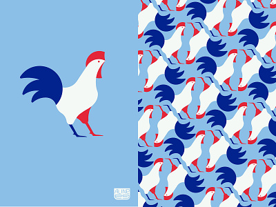 Gallic rooster - France symbol bird design logo minimal pattern rooster