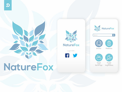 Nature Fox animal app branding fox healthy illustration leaves logo mobile nature uiux