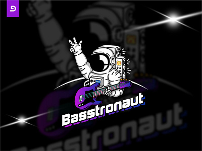 Basstronaut austronaut bass character illustration logo mascot music vector