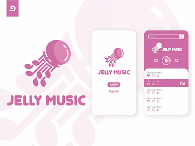 Jelly Music animal app branding character icon illustration jellyfish logo mobile music uiux vector