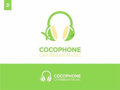 Cocophone beach caribbean coconut design headphone holiday icon logo logo design music song vacation