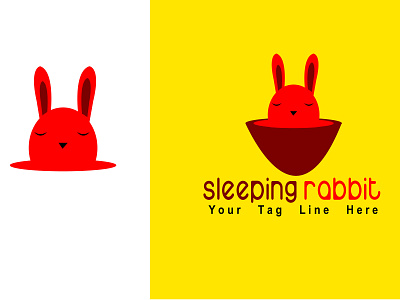 Sleeping Rabbit Logo Design brand identity branding coffeeshop logo designer rabbit coffie sale sans serif sleeping sleeping bag sleeping beauty sleeping cat sleepy
