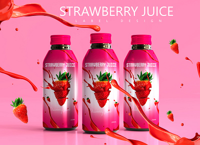 Modern strawberry bottle label design Design strawberry social media design