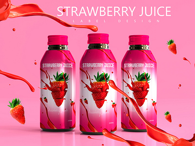 Modern strawberry bottle label design  Design