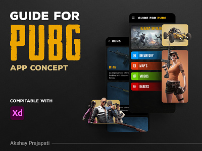 Guide For PUBG Game - App Concept free xd game app game concept game guide ui