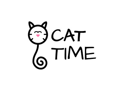 CAT TIME Logo Design cat design hours logo simple logo time zenith design