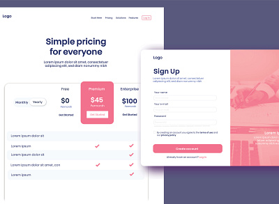 Design Pricing and sign up