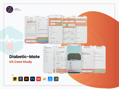 Diabetic-Mate - Mobile App Product Design diabitec mobile mobile app design ui design ux design ux research uxui