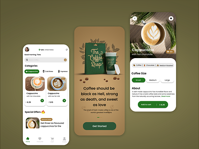 Coffee Shop Mobile App- Ui Design 3d animation app branding coffee shop design graphic design illustration illustrator logo motion graphics ui ux vector