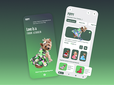 Puppy dresses shopping ui concept