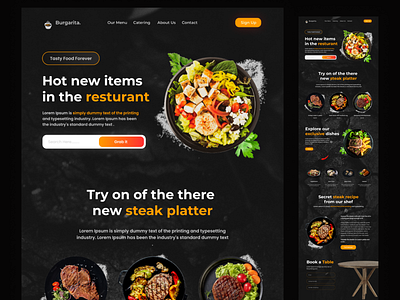 Restaurant Landing Page Design 3d animation app branding design elementor pro graphic design illustration illustrator landing page landing page design logo motion graphics retuarent ui uiux ux vector wix wordpress