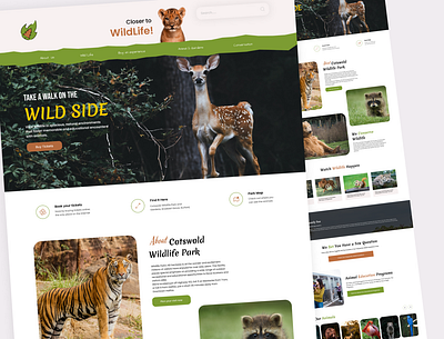 Cotswold Wildlife Park website UI 3d animation app branding design graphic design illustration logo motion graphics typography ui ux vector