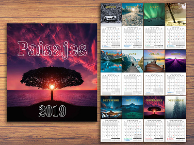 2019 Landscapes Calendar calendar graphic design indesign page layout photoshop typography