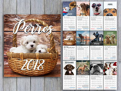 2018 Puppies Calendar design calendar graphic design indesign page layout photoshop typography