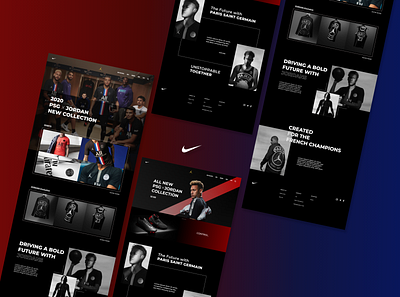 NIke Jordan web design featuring Paris Saint Germain. design football jordans nike paris saint germain ui ux web webdesign