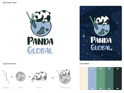 Global Panda Logo Design art bamboo logo branding cute animal dailylogochallenge design earth flat icon illustration illustrator logo minimal panda logo space type typography vector