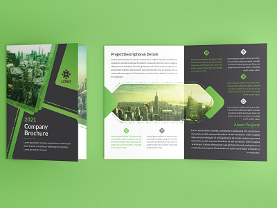 Corporate Green 16 Page Bi fold Brochure bifold brochure branding corporate identity design green vector illustration minimal vector