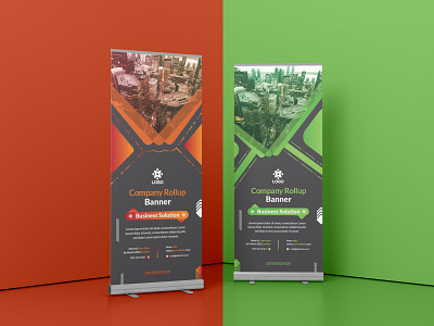 Corporate Red & Green Roll up stand banner