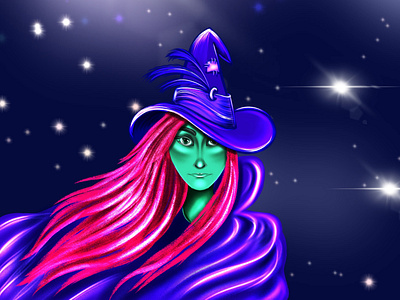Magic girl art artwork avatar design drawing face fashion girl green green face illustration procreate sketch