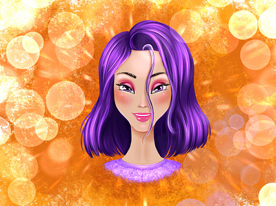 Girl art artwork avatar design fashion girl hand drawn happy icon illustration love procreate sketch smile violet woman women in illustration