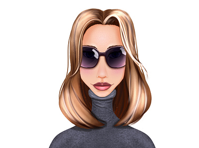 Girl with glasses art artwork avatar branding design fashion girl glass hair icon illustration isolated procreate sketch woman