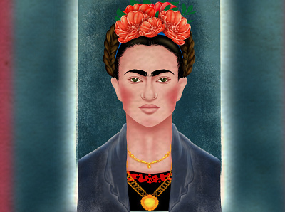 Frida Kahlo de Rivera 3d art design drawing students fashion flower frida girl illustration kahlo procreate