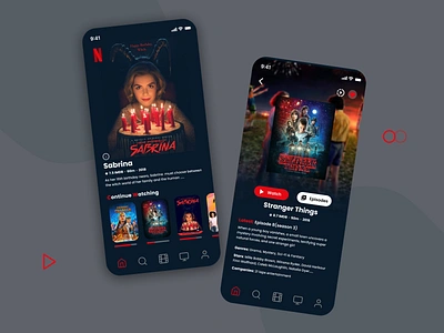 Netflix mobile app design app clean dark ui design figma minimal mobile streaming mobile ui movie movie app netflix protopie sabrina stranger things streaming streaming app tv shows