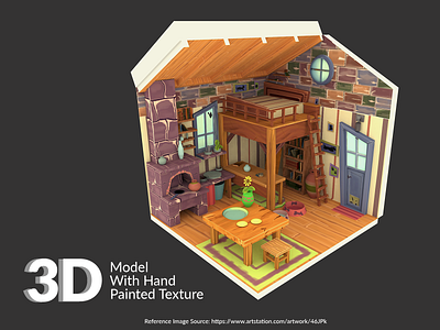 3D Model With Hand Painted Texture 3dsmax fantasy art hand painted textures lowpoly lowpolyart