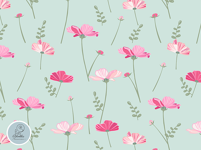Pink floral seamless vintage pattern.