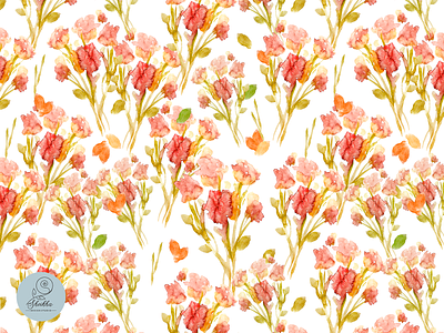 Watercolor abstract seamless floral pattern.