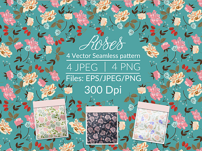 Roses seamless pattern. design fabric hand painted textures illustration roses seamless textile print vector vintage